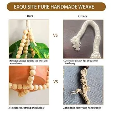 Artilady 2 Pack Beaded Plant Hanger Indoor - Macrame Hanging Planters for Plants Holder No Tassels with Wooden Beads Boho Farmhouse Rustic Home Decor