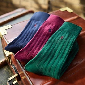 Polo Ralph Lauren Assorted Pattern Dress Crew Socks-4 Pair Pack-Soft and Lightweight Cotton Comfort, Blue, Men's Shoe Size: 6-12.5