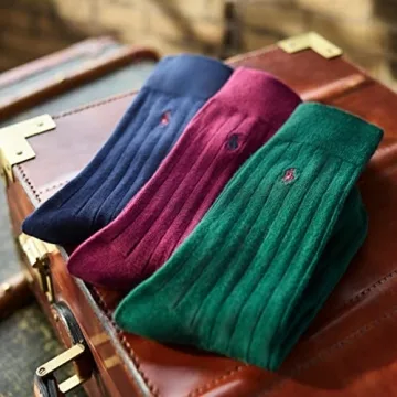 Polo Ralph Lauren Assorted Pattern Dress Crew Socks-4 Pair Pack-Soft and Lightweight Cotton Comfort, Blue, Men's Shoe Size: 6-12.5