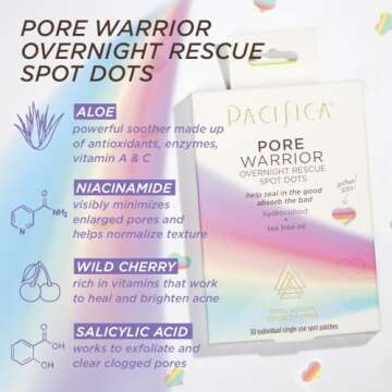 Pacifica Pimple Patches - Pore Warrior Overnight Rescue Spot Dots Pimple Patches for Face - for Zits Blemishes & Breakouts - w/Salicylic Acid & Niacinamide Acne Fighting Vegan Dermatologist Tested
