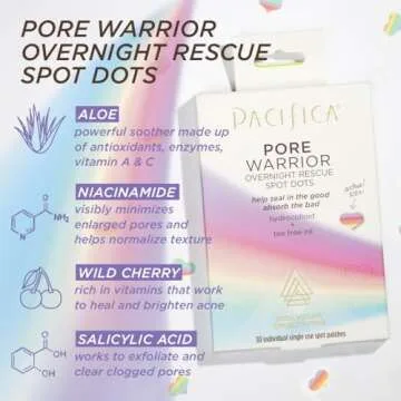 Pacifica Pimple Patches - Pore Warrior Overnight Rescue Spot Dots Pimple Patches for Face - for Zits Blemishes & Breakouts - w/Salicylic Acid & Niacinamide Acne Fighting Vegan Dermatologist Tested