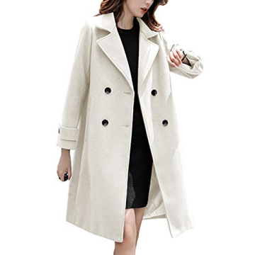Chouyatou Women's Essential Elegant Wear Double Breasted Mid Long Wool Pea Coat