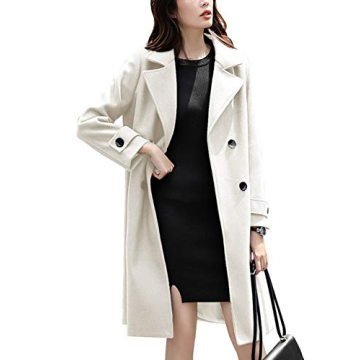 Chouyatou Women's Elegant Double Breasted Wool Pea Coat