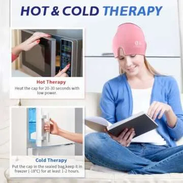 Migraine Relief Cap, Soothing Headache Ice Face Mask Products, Hot and Cold Therapy, Migraine Headache Relief Cap for Migraine, Sinus, Puffy Eyes, Tension, Stress and Hangover(Pink)