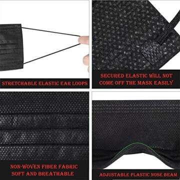 Disposable Face Masks Pack of 100 with 3 Layers Protection