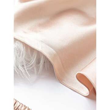 SOLY HUX Silk Pajamas Set for Women 2 Piece Sexy Satin Ruffled Pjs Cami Shorts Sets Sleepwear Solid Champagne L