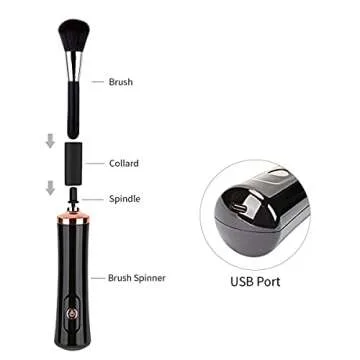 Premium Makeup Brush Cleaner Dryer Electric Brush Cleaner Brush Cleaner - Includes Brush Head Rotator (USB)