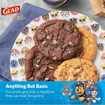 Glad for Kids Paw Patrol Emoji Paper Dispososable Plates | Paw Patrol Plates for Kids | Heavy Duty Disposable Paper Plates, Paw Patrol Emojis 7" Round Plates 20ct| Kids Birthday Party Supplies