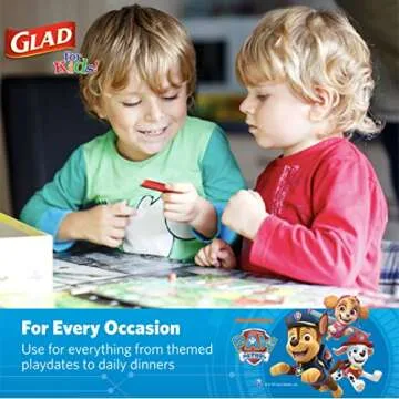 Glad for Kids Paw Patrol Emoji Paper Dispososable Plates | Paw Patrol Plates for Kids | Heavy Duty Disposable Paper Plates, Paw Patrol Emojis 7" Round Plates 20ct| Kids Birthday Party Supplies