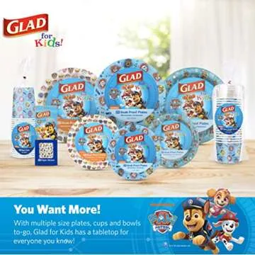 Glad for Kids Paw Patrol Emoji Paper Dispososable Plates | Paw Patrol Plates for Kids | Heavy Duty Disposable Paper Plates, Paw Patrol Emojis 7" Round Plates 20ct| Kids Birthday Party Supplies