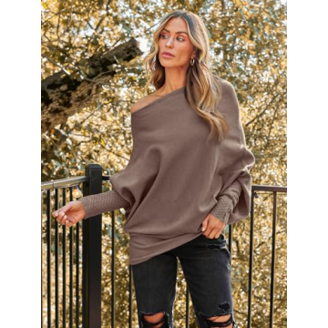 LILLUSORY Women's Batwing Oversized Sweaters in Nutmeg
