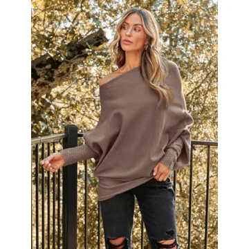 LILLUSORY Women's Batwing Oversized Sweaters in Nutmeg