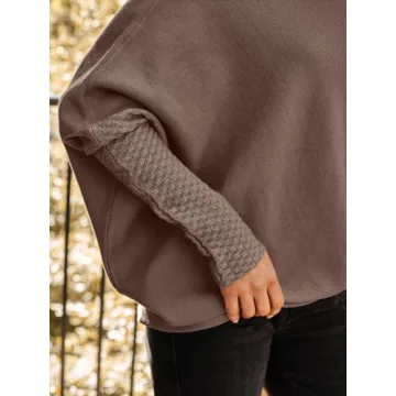 LILLUSORY Women's Batwing Oversized Sweaters in Nutmeg