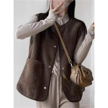 CUFEZN Women's Reversible Fuzzy Sherpa Fleece Vest