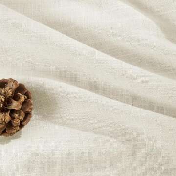 Joydeco Linen Curtains 2 Panel Set,Light Filtering, Ivory on Linen Curtains 96 Inch Curtains for Living Room, Cream Drapes 96 Inches Long Rod Pocket Back Tab Curtains (96" L x 52" W)