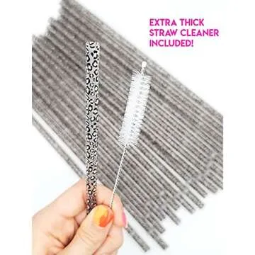 Leopard Print Reusable Plastic Straws - 20 Pack