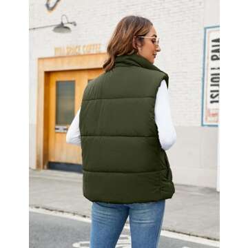 Blooming Jelly Womens Zip Up Puffer Vest Winter Sleeveless Puffy Vests With Pockets 2024 (Large, Armygreen)