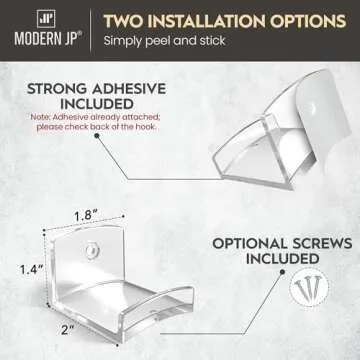 Modern JP Adhesive Hat Hooks for Cowboy Hats - 6-Pack