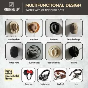 Modern JP Adhesive Hat Hooks for Cowboy Hats - 6-Pack