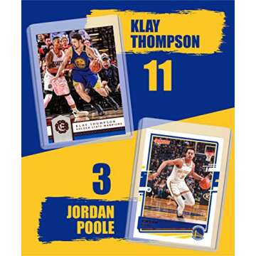 Golden State Warriors Card (6) Basketball Cards: Stephen Curry, Draymond Green, Klay Thompson, Jordan Poole, Andrew Wiggins, James Wiseman ASSORTED Trading Cards Bundle