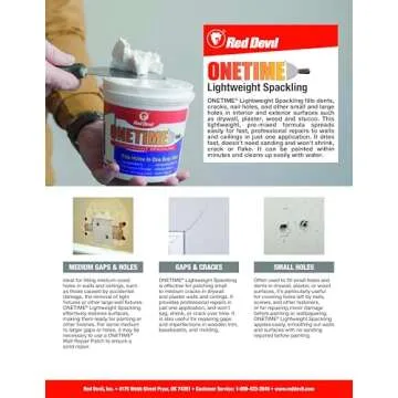 Red Devil 0544 ONETIME Lightweight Spackling, 1 Quart, Made in USA