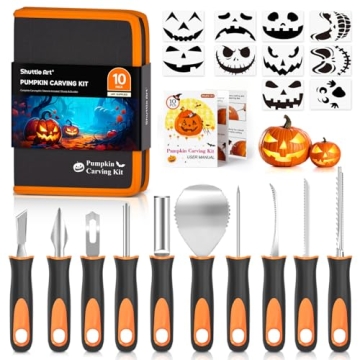 Shuttle Art 20 PCS Halloween Pumpkin Carving Kit with Tools & Stencils