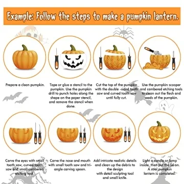 Pumpkin Carving Kit with Tools and Stencils