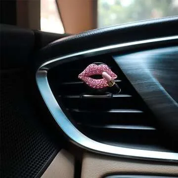 ORIESSE Bling Car Air Fresheners,4pcs Red Purple Dazzling Lips Lipstick Car Air Freshener Vent Clips Women Vent Clips Car Accessories for Women Car Charm