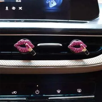 ORIESSE Bling Car Air Fresheners,4pcs Red Purple Dazzling Lips Lipstick Car Air Freshener Vent Clips Women Vent Clips Car Accessories for Women Car Charm