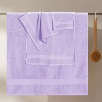 GLAMBURG Ultra Soft 8-Piece Towel Set - 100% Pure Ringspun Cotton, Contains 2 Oversized Bath Towels 27x54, 2 Hand Towels 16x28, 4 Wash Cloths 13x13 - Ideal for Everyday use, Hotel & Spa - Purple