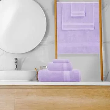 GLAMBURG Ultra Soft 8-Piece Towel Set - 100% Pure Ringspun Cotton, Contains 2 Oversized Bath Towels 27x54, 2 Hand Towels 16x28, 4 Wash Cloths 13x13 - Ideal for Everyday use, Hotel & Spa - Purple