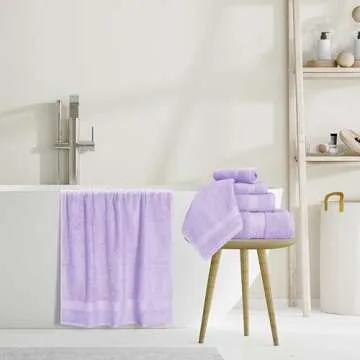 GLAMBURG Ultra Soft 8-Piece Towel Set - 100% Pure Ringspun Cotton, Contains 2 Oversized Bath Towels 27x54, 2 Hand Towels 16x28, 4 Wash Cloths 13x13 - Ideal for Everyday use, Hotel & Spa - Purple
