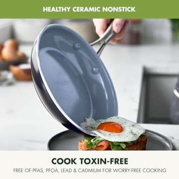GreenPan Swift 12 Piece Cookware Pot and Pans Set, PFAS & PFOA-Free Healthy Ceramic Nonstick, Gold S...