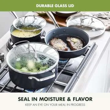 GreenPan Swift 12 Piece Cookware Pot and Pans Set, PFAS & PFOA-Free Healthy Ceramic Nonstick, Gold Stainless Steel Handle, Versatile Cooking Essentials, Dishwasher & Oven Safe, Gray