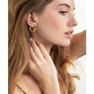 Elegant 14K Gold Plated Hoop Earrings for Women - Stylish Jewelry