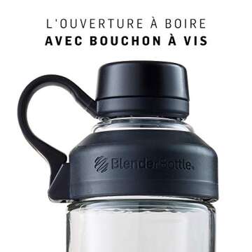 BlenderBottle Mantra Glass Shaker Bottle, 20-Ounce, Black