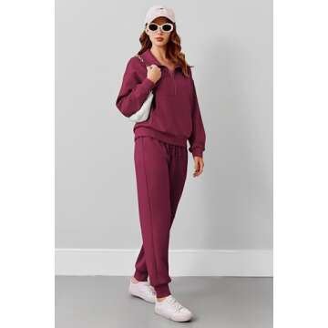 PINSPARK Two Piece Sets for Women 2024 Fall Travel Outfits Long Sleeve Lounge Set Tracksuit Sweatsui...