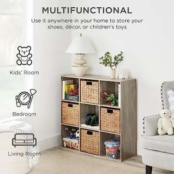 Best Choice Products 9-Cube Storage Organizer, 11in Shelf Opening, Bookcase, Display Shelf, Customizable w/ 3 Removable Back Panels - Greige