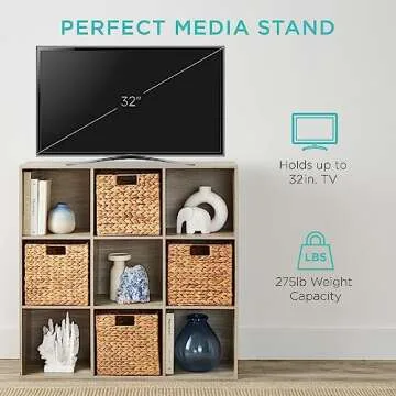 Best Choice Products 9-Cube Storage Organizer, 11in Shelf Opening, Bookcase, Display Shelf, Customizable w/ 3 Removable Back Panels - Greige