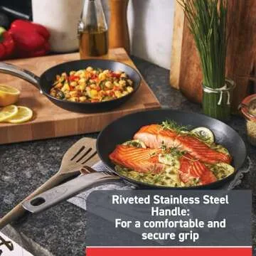 T-fal ProGrade Nonstick Jumbo Cooker W/ Lid & Helper Handle, 5 Quart, Induction, Oven Broiler Safe 500F, Cookware, Non Stick Saute Pan, Deep Frying Pan, Kitchen, Pots and Pans, Dishwasher Safe, Black.