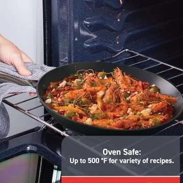 T-fal ProGrade Nonstick Jumbo Cooker W/ Lid & Helper Handle, 5 Quart, Induction, Oven Broiler Safe 500F, Cookware, Non Stick Saute Pan, Deep Frying Pan, Kitchen, Pots and Pans, Dishwasher Safe, Black.