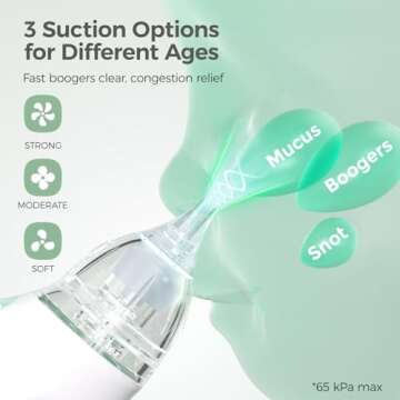 Momcozy Baby Nasal Aspirator, 3 Suction Levels Electric Nasal Aspirator for Baby, Newborn and Toddler, Portable Baby Nose Aspirator with Light Soothing and Music