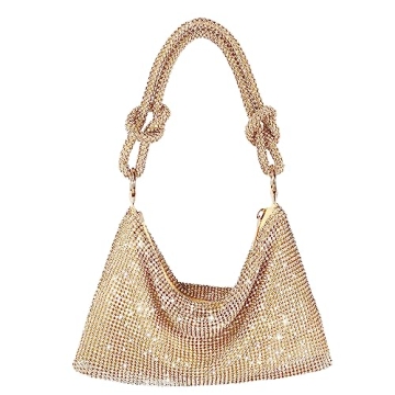 Rhinestone Purse Sparkly Evening Bag Silver Clutch for Women Evening, Crossbody Handbags for Party P...