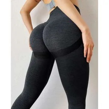 CFR Womens High Waist Leggings Workout Butt Lifting Leggings Booty Scrunch Butt Yoga Pants #0 Black M