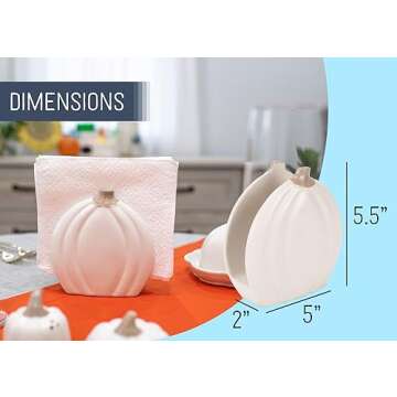 Nat & Jules Pumpkin Shaped Standard Size Ceramic Napkin Holder: Perfect for Your Indoor Home Fall & ...