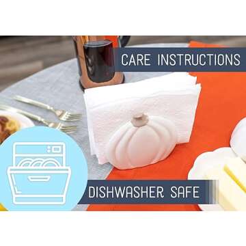 Nat & Jules Pumpkin Shaped Standard Size Ceramic Napkin Holder: Perfect for Your Indoor Home Fall & Thanksgiving Decorations for Table Décor & Centerpieces, Cream