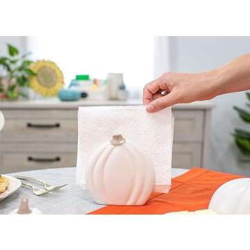Nat & Jules Pumpkin Shaped Standard Size Ceramic Napkin Holder: Perfect for Your Indoor Home Fall & Thanksgiving Decorations for Table Décor & Centerpieces, Cream