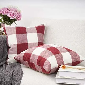 Stylish Buffalo Plaid Decorative Pillow Covers for Christmas