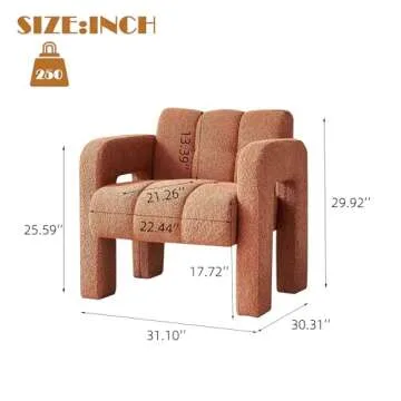 Yoglad Modern Accent Chair, Bouclé Fabric Upholstered Armchair, Comfy Single Chair for Living Room ...