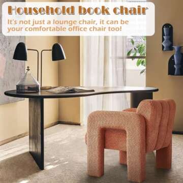 Yoglad Modern Accent Chair, Bouclé Fabric Upholstered Armchair, Comfy Single Chair for Living Room Lounge Bedroom Office-Orange